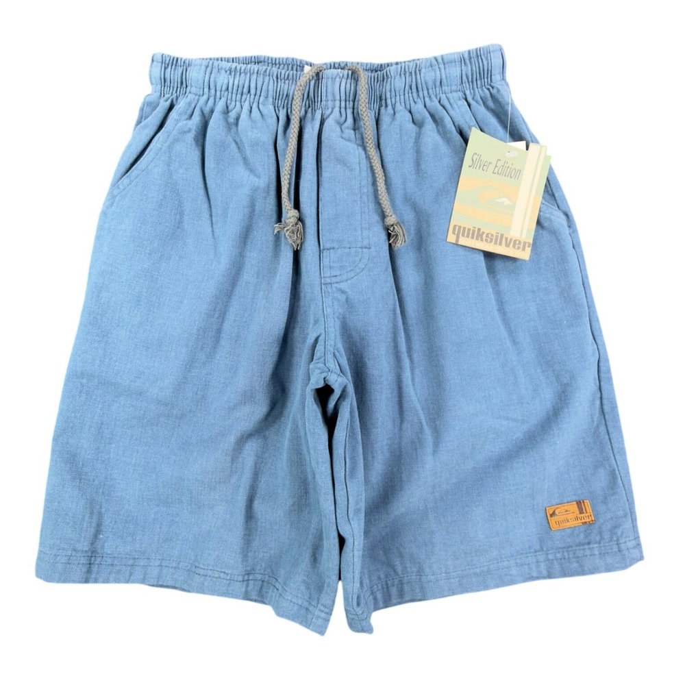 Quiksilver Vintage 90s Shorts Boys XL Blue Cotton Silver Edition NWT